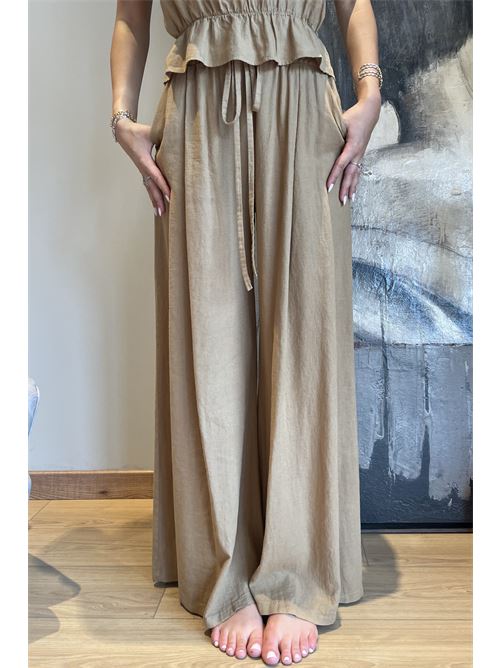 Pantalone a palazzo in lino DIECI MINUTI | 116862